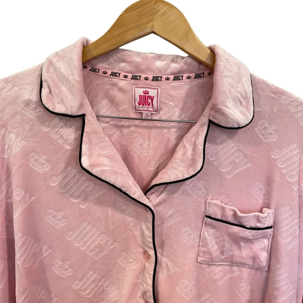 Juicy Couture Velour Velvet 3 Piece Pink Pajama Set Size XL - Picture 3 of 10